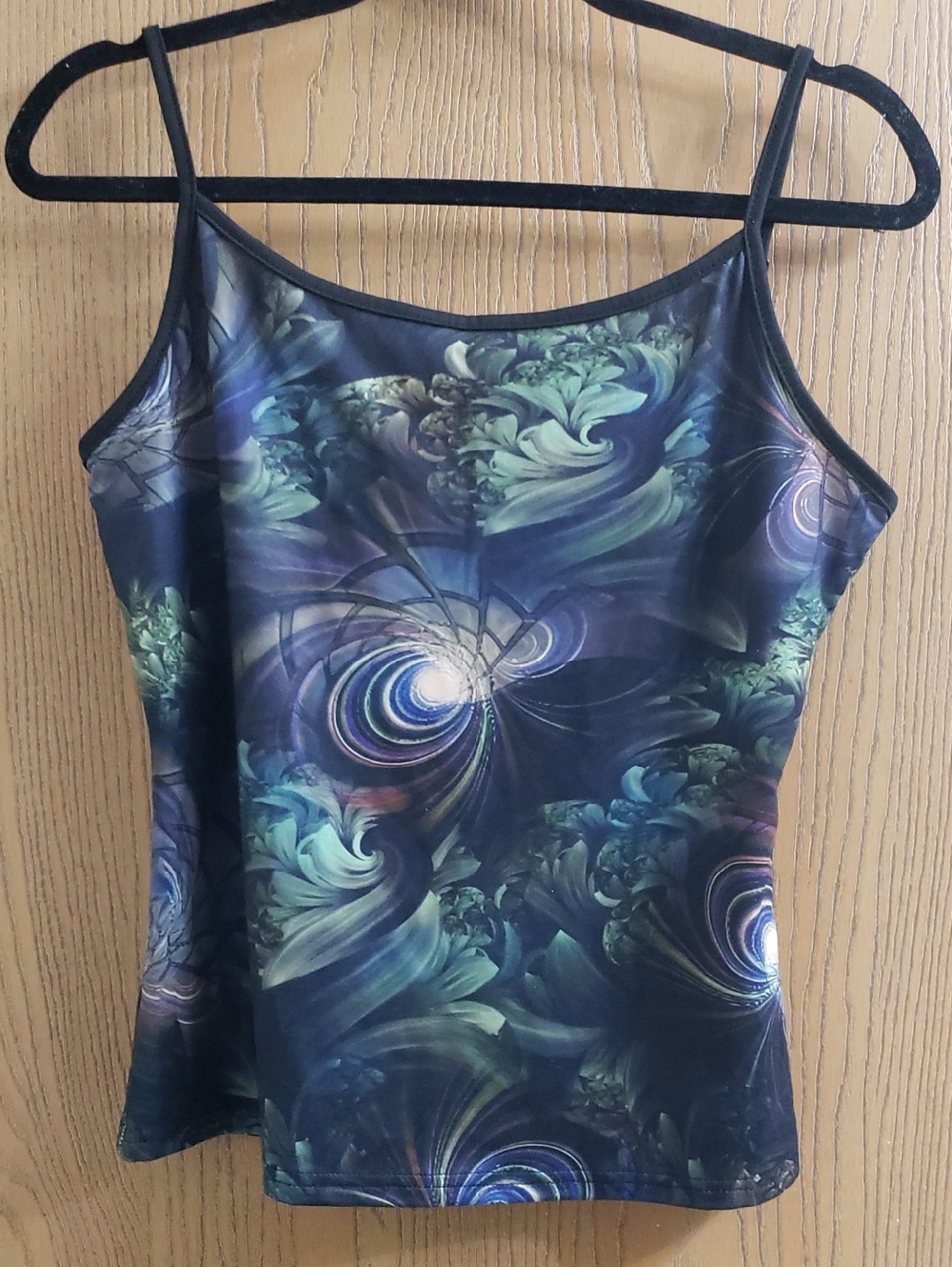 Floral Swirl Print Camisole with Teal Accents